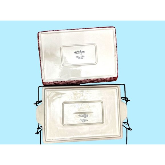 Temptations by Tara Red Carved Old World Poinsettia 3 Piece Casserole Dish - Picture 7 of 9